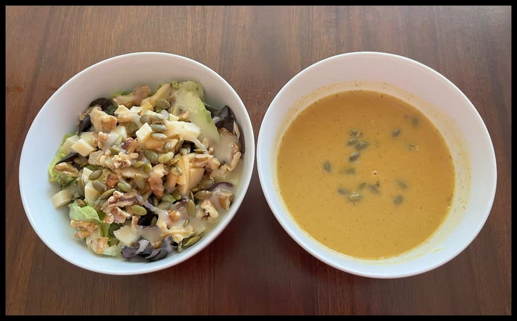 Pumpkin Chai Soup and Apple Walnut Salad