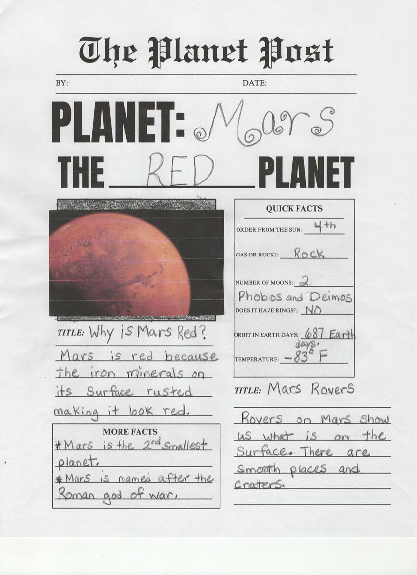 Planet Research Newspaper Report